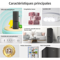 CHIQ CBM159LEBD Réfrigérateur congélateur bas157 litres (109 + 48) Low Frost, Faible bruit, Refroidissement rapide, Faible emcom