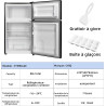 CHiQ Réfrigérateur congélateur en haut Réfrigérateur congélateur - 86 L (61/25L) - Portes réversibles, Congélateur 4 étoiles, Ma