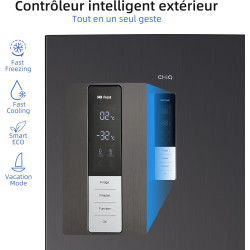 CHiQ 356L Réfrigérateur Combiné NoFrost Contrôle Intelligent Noir | FBM351NEI42, Silencieux 35dB, Mode Éco, Congélation 4 Étoile