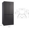CHIQ Réfrigérateur américain multiportes, Hauteur 182cm, Profondeur 63cm, capacité totale 415L, Température Care+, Contrôle de l