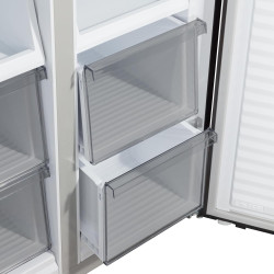 CHIQ Réfrigérateur américain multiportes, Hauteur 182cm, Profondeur 63cm, capacité totale 415L, Température Care+, Contrôle de l