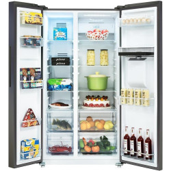 CHiQ 559L Réfrigérateur Américain Inverter Distributeur Eau Noir | FSS559NEI42D, Inverter, No Frost, Écran LED Numérique, Garant