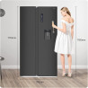 CHiQ 559L Réfrigérateur Américain Inverter Distributeur Eau Noir | FSS559NEI42D, Inverter, No Frost, Écran LED Numérique, Garant