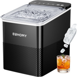 EUHOMY Machine à Glaçons Conception Compacte Réglage à Un Bouton 9 Glaçons en 2 Tailles Nettoyage Automatique Alertes Intelligen