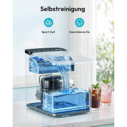 EUHOMY Machine à Glaçons Conception Compacte Réglage à Un Bouton 9 Glaçons en 2 Tailles Nettoyage Automatique Alertes Intelligen