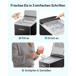 EUHOMY Machine à Glaçons Conception Compacte Réglage à Un Bouton 9 Glaçons en 2 Tailles Nettoyage Automatique Alertes Intelligen