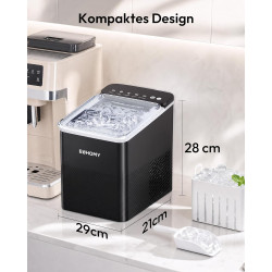 EUHOMY Machine à Glaçons Conception Compacte Réglage à Un Bouton 9 Glaçons en 2 Tailles Nettoyage Automatique Alertes Intelligen