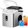 EUHOMY Ice Maker Countertop Machine à glace portable avec poignée, 26,5 lbs par jour, 9 cubes en 6 minutes, nettoyage de voiture