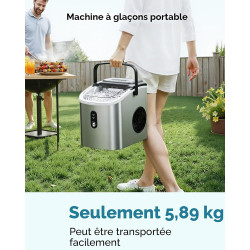 EUHOMY Ice Maker Countertop Machine à glace portable avec poignée, 26,5 lbs par jour, 9 cubes en 6 minutes, nettoyage de voiture