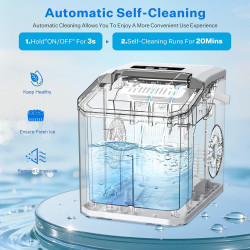 Machine à Glaçon, 9 Glaçons en 6-8 Minutes, 2 Tailles de Glaçons,14kg en 24h, Machine a Glace Autonettoyante avec Pelle à Glaçon