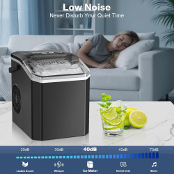 Machine à Glaçon, 9 Glaçons en 6-8 Minutes, 2 Tailles de Glaçons,14kg en 24h, Machine a Glace Autonettoyante avec Pelle à Glaçon