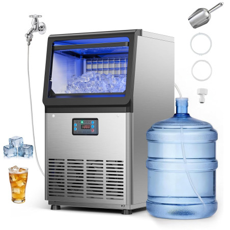 VEVOR Machine à Glaçons Commerciale 41 kg/24 h Capacité de Stockage de 6 kg, Pour Restaurant Bar Café Bureau Maison, Appareil à 