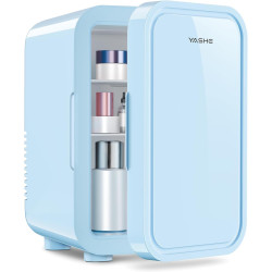 YASHE Mini réfrigérateur, 6 litres/8 canettes 220-240 V AC/DC, réfrigérateur thermoélectrique portable pour chambre à coucher, s