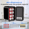 YASHE Mini réfrigérateur, 6 litres/8 canettes 220-240 V AC/DC Réfrigérateurs thermoélectriques portables pour chambre à coucher,