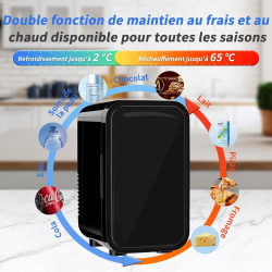 YASHE Mini réfrigérateur, 6 litres/8 canettes 220-240 V AC/DC Réfrigérateurs thermoélectriques portables pour chambre à coucher,
