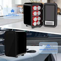 YASHE Mini réfrigérateur, 6 litres/8 canettes 220-240 V AC/DC Réfrigérateurs thermoélectriques portables pour chambre à coucher,
