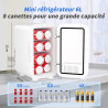 YASHE Mini réfrigérateur, 6 litres/8 canettes 220-240 V AC/DC Réfrigérateur thermoélectrique portable pour chambre à coucher, so