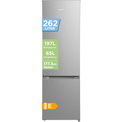 Comfee' RCB268LS2EU(E) Réfrigérateur Combiné, 262L, Acier Inoxydable | Grande Capacité 262L (197+65), Low Frost, Hauteur 177,3 c