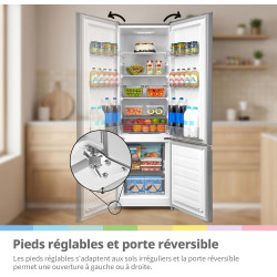 Comfee' RCB268LS2EU(E) Réfrigérateur Combiné, 262L, Acier Inoxydable | Grande Capacité 262L (197+65), Low Frost, Hauteur 177,3 c