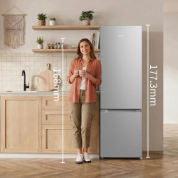 Comfee' RCB268LS2EU(E) Réfrigérateur Combiné, 262L, Acier Inoxydable | Grande Capacité 262L (197+65), Low Frost, Hauteur 177,3 c