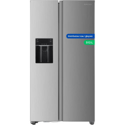 GEDTECH Réfrigérateur Américain GSBSA513IX Side by Side 513L - Distributeur d'eau et machine à glaçons automatique - Inox
