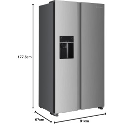 GEDTECH Réfrigérateur Américain GSBSA513IX Side by Side 513L - Distributeur d'eau et machine à glaçons automatique - Inox