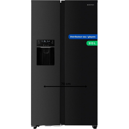GEDTECH Réfrigérateur Américain GSBSA513DX Side by Side 513L - Distributeur d'eau et machine à glaçons automatique