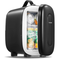 FOHERE Mini Frigo de Chambre 5 Litres/ 6 Canettes, Petit Frigo Thermoélectrique CA/CC, Cosmetique, Mini Réfrigérateurs pour Bois