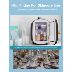 FOHERE Mini Frigo de Chambre 5 Litres/ 6 Canettes, Petit Frigo Thermoélectrique CA/CC, Cosmetique, Mini Réfrigérateurs pour Bois