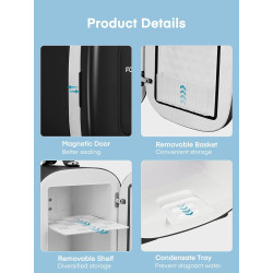 FOHERE Mini Frigo de Chambre 5 Litres/ 6 Canettes, Petit Frigo Thermoélectrique CA/CC, Cosmetique, Mini Réfrigérateurs pour Bois
