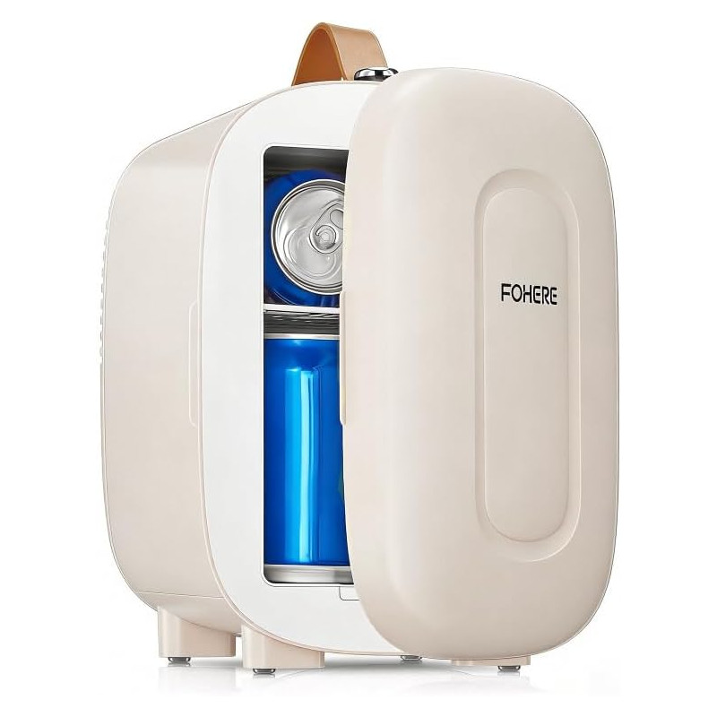 FOHERE Mini Frigo de Chambre 5 Litres/ 6 Canettes, Petit Frigo Thermoélectrique CA/CC, Cosmetique, Mini Réfrigérateurs pour Bois