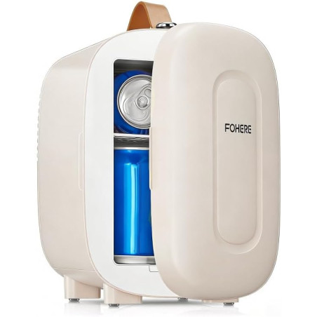 FOHERE Mini Frigo de Chambre 5 Litres/ 6 Canettes, Petit Frigo Thermoélectrique CA/CC, Cosmetique, Mini Réfrigérateurs pour Bois