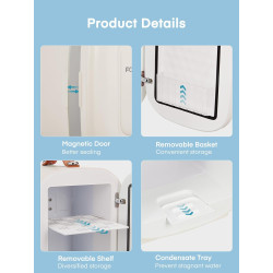 FOHERE Mini Frigo de Chambre 5 Litres/ 6 Canettes, Petit Frigo Thermoélectrique CA/CC, Cosmetique, Mini Réfrigérateurs pour Bois