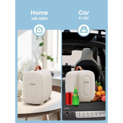 FOHERE Mini Frigo de Chambre 5 Litres/ 6 Canettes, Petit Frigo Thermoélectrique CA/CC, Cosmetique, Mini Réfrigérateurs pour Bois