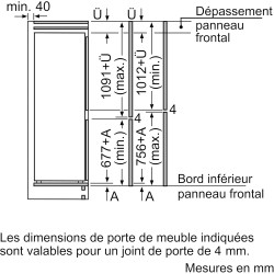 Bosch KIV86VSE0 Série 4 - Réfrigérateur combiné, encastrable, éclairage LED