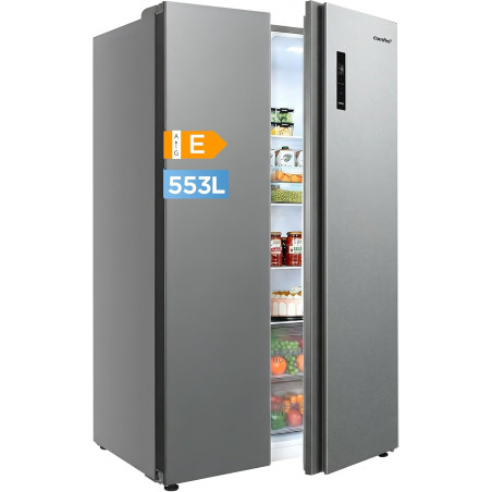 Comfee' RCS536LS01EU(E) Réfrigérateur Side by Side, No Frost, 553L, Blanc | 347 L Pour Le Réfrigérateur, 206 L Pour Le Congélate