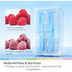 Comfee' RCS536LS01EU(E) Réfrigérateur Side by Side, No Frost, 553L, Blanc | 347 L Pour Le Réfrigérateur, 206 L Pour Le Congélate