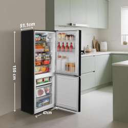 Comfee' RCB169DK2(E) Réfrigérateur avec Congélateur/Hauteur 150 cm/Low Frost/Température Réglable du Réfrigérateur/Lumière LED/1