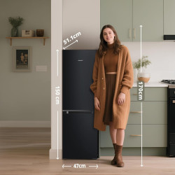 Comfee' RCB169DK2(E) Réfrigérateur avec Congélateur/Hauteur 150 cm/Low Frost/Température Réglable du Réfrigérateur/Lumière LED/1