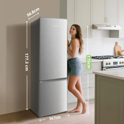 Comfee' RCB359IX2 Réfrigérateur Combiné, 262L(197+65), Grande Capacité, Low Frost, Hauteur 177,3 cm, Faible Bruit 39 dB, Éclaira