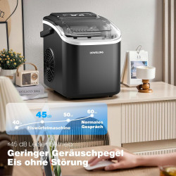 Machine à Glaçons – 8 glaçons en 6 minutes (12 kg/24 h), Auto-Nettoyante et Silencieuse, 2 Tailles de Glaçons, Machine à Glaçons