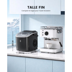 EASYERA Machine à Glaçons, Design Compact et Fin, 12 Kg/24H, 2 Tailles de Glaçons, Machine a Glacons Autonettoyante, Ice Maker P
