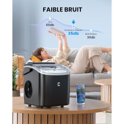 EASYERA Machine à Glaçons, Design Compact et Fin, 12 Kg/24H, 2 Tailles de Glaçons, Machine a Glacons Autonettoyante, Ice Maker P