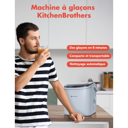 KitchenBrothers Machine a Glacons Professionnel - Machine a Glace Pilée - Machines à Glaçons - Machine a Glacon - Portable Avec 