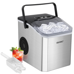 Machine à Glaçons 12 kg/24h – 9 Glaçons en 6 Min, 2 Tailles, Auto-Nettoyant, avec Poignée Portable, Pour Maison, Cuisine, Campin