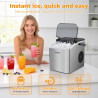 Machine à Glaçons 12 kg/24h – 9 Glaçons en 6 Min, 2 Tailles, Auto-Nettoyant, avec Poignée Portable, Pour Maison, Cuisine, Campin