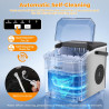Machine à Glaçons 12 kg/24h – 9 Glaçons en 6 Min, 2 Tailles, Auto-Nettoyant, avec Poignée Portable, Pour Maison, Cuisine, Campin