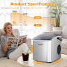 Machine à Glaçons 12 kg/24h – 9 Glaçons en 6 Min, 2 Tailles, Auto-Nettoyant, avec Poignée Portable, Pour Maison, Cuisine, Campin