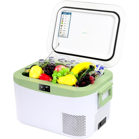 BINGI Glacière Electrique Voiture 12,8L à Compression avec Refroidissement Rapide - Réfrigérateur Portable Jusqu‘à -18°C, 12V/24