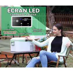 BINGI Glacière Electrique Voiture 12,8L à Compression avec Refroidissement Rapide - Réfrigérateur Portable Jusqu‘à -18°C, 12V/24
